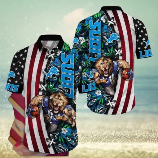 NFL Detroit Lions Hawaii Shirt Mascot Aloha Summer Shirt