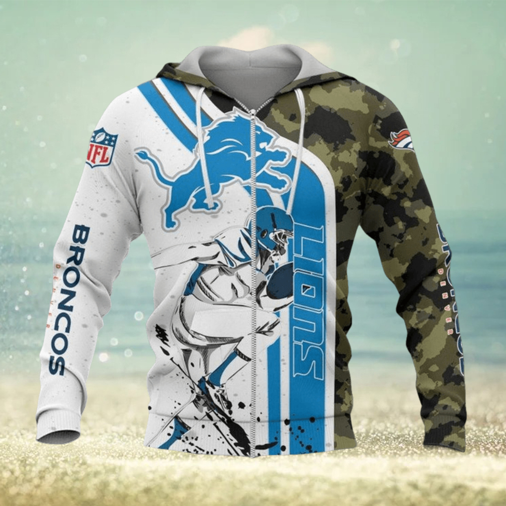 NFL Detroit Lions White Blue Camo Zip Up Hoodie NFL Detroit Lions White Blue Camo Zip Up Hoodie