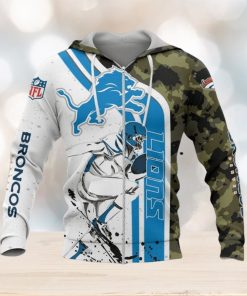 NFL Detroit Lions White Blue Camo Zip Up Hoodie