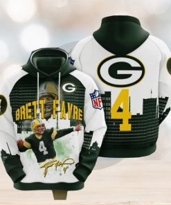 NFL Green Bay Packers Brett Favre Dark Green White Pullover Hoodie