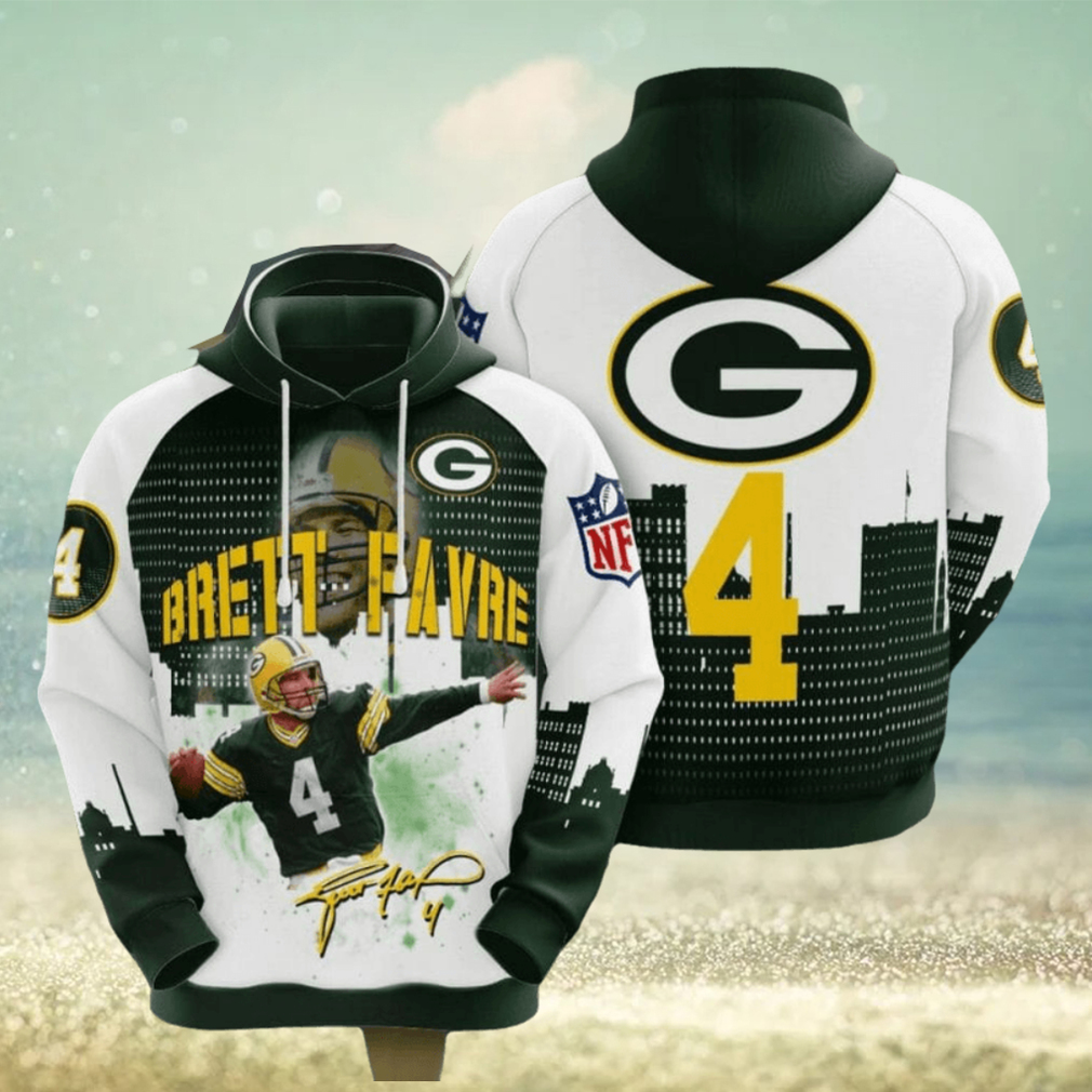NFL Green Bay Packers Brett Favre Dark Green White Pullover Hoodie NFL Green Bay Packers Brett Favre Dark Green White Pullover Hoodie