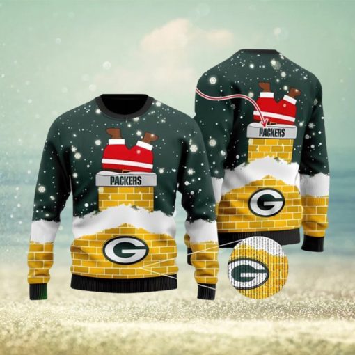 NFL Green Bay Packers Santa Down The Chimney Ugly Christmas Sweater 3D Printed Men And Women Holiday Gift