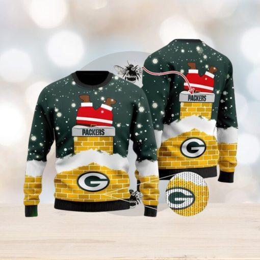 NFL Green Bay Packers Santa Down The Chimney Ugly Christmas Sweater 3D Printed Men And Women Holiday Gift