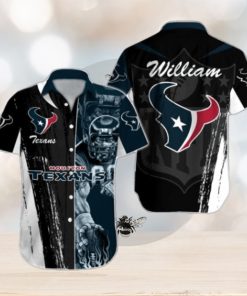 NFL Houston Texans Custom Name Special Half Tone Mascot Hawaiian Shirt