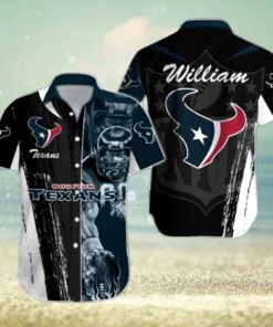 NFL Houston Texans Custom Name Special Half Tone Mascot Hawaiian Shirt