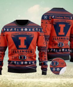 NFL Illinois Fighting Illini Football Team Logo 3D Printed Ugly Christmas Sweater