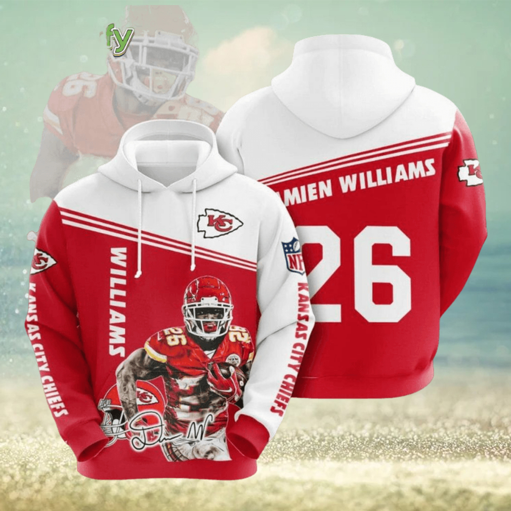 NFL Kansas City Chiefs Damien Williams Red White Pullover Hoodie NFL Kansas City Chiefs Damien Williams Red White Pullover Hoodie