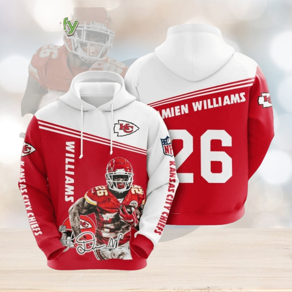 NFL Kansas City Chiefs Damien Williams Red White Pullover Hoodie NFL Kansas City Chiefs Damien Williams Red White Pullover Hoodie