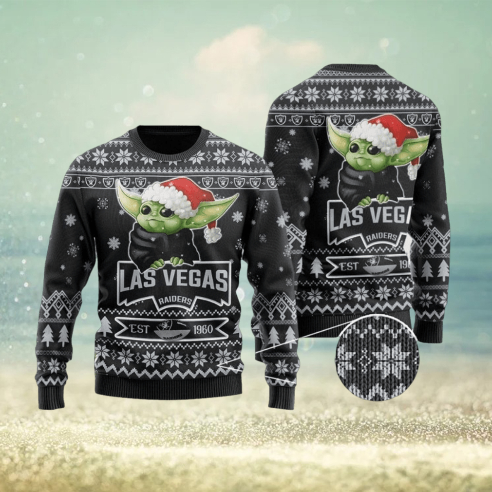 NFL Las Vegas Raiders Ugly Christmas Sweater Cute Baby Yoda Unisex Sweater NFL Las Vegas Raiders Ugly Christmas Sweater Cute Baby Yoda Unisex Sweater