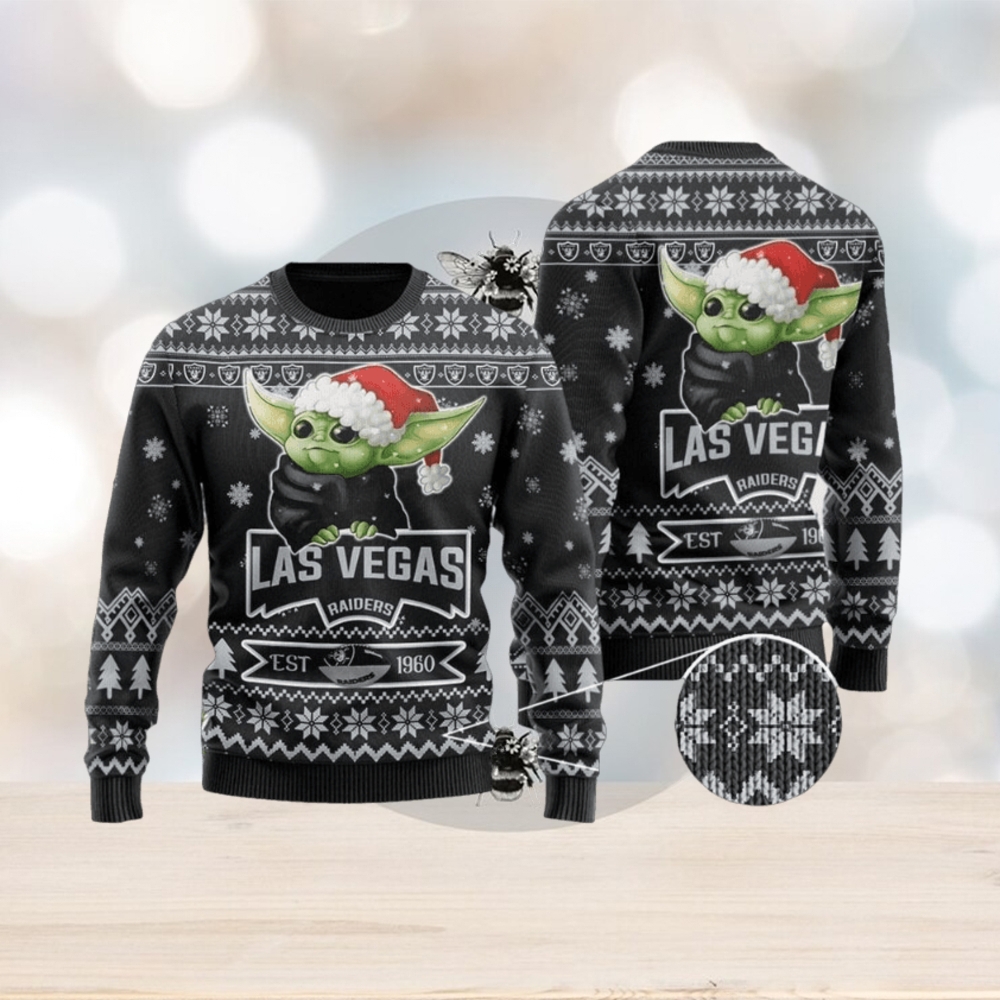 NFL Las Vegas Raiders Ugly Christmas Sweater Cute Baby Yoda Unisex Sweater NFL Las Vegas Raiders Ugly Christmas Sweater Cute Baby Yoda Unisex Sweater