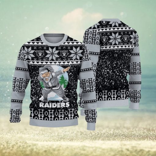 NFL Las Vegas Raiders Ugly Sweater Printed Christmas Santa Claus Ho Ho Ho Show Team Spirit