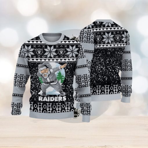 NFL Las Vegas Raiders Ugly Sweater Printed Christmas Santa Claus Ho Ho Ho Show Team Spirit