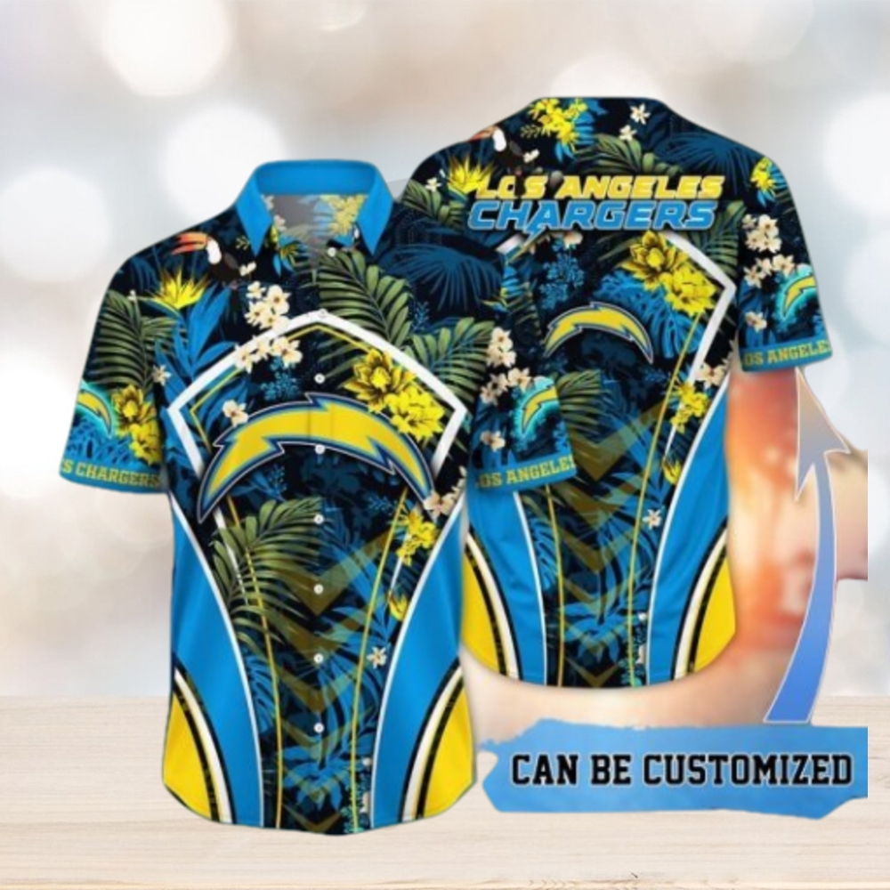 NFL Los Angeles Chargers Custom Name Flower Summer Tropical Hawaiian Shirt NFL Los Angeles Chargers Custom Name Flower Summer Tropical Hawaiian Shirt