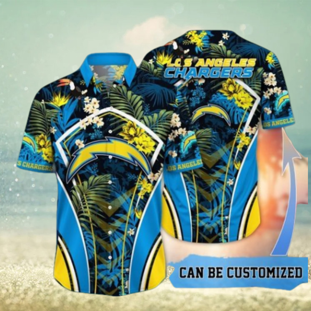 NFL Los Angeles Chargers Custom Name Flower Summer Tropical Hawaiian Shirt NFL Los Angeles Chargers Custom Name Flower Summer Tropical Hawaiian Shirt