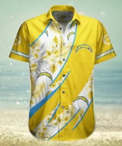 NFL Los Angeles Chargers Flowers Gold Hawaiian Shirt