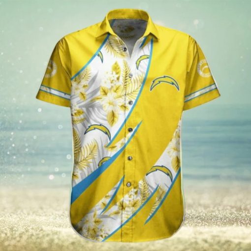 NFL Los Angeles Chargers Flowers Gold Hawaiian Shirt