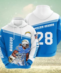 NFL Los Angeles Chargers Melvin Gordon Powder Blue White Pullover Hoodie