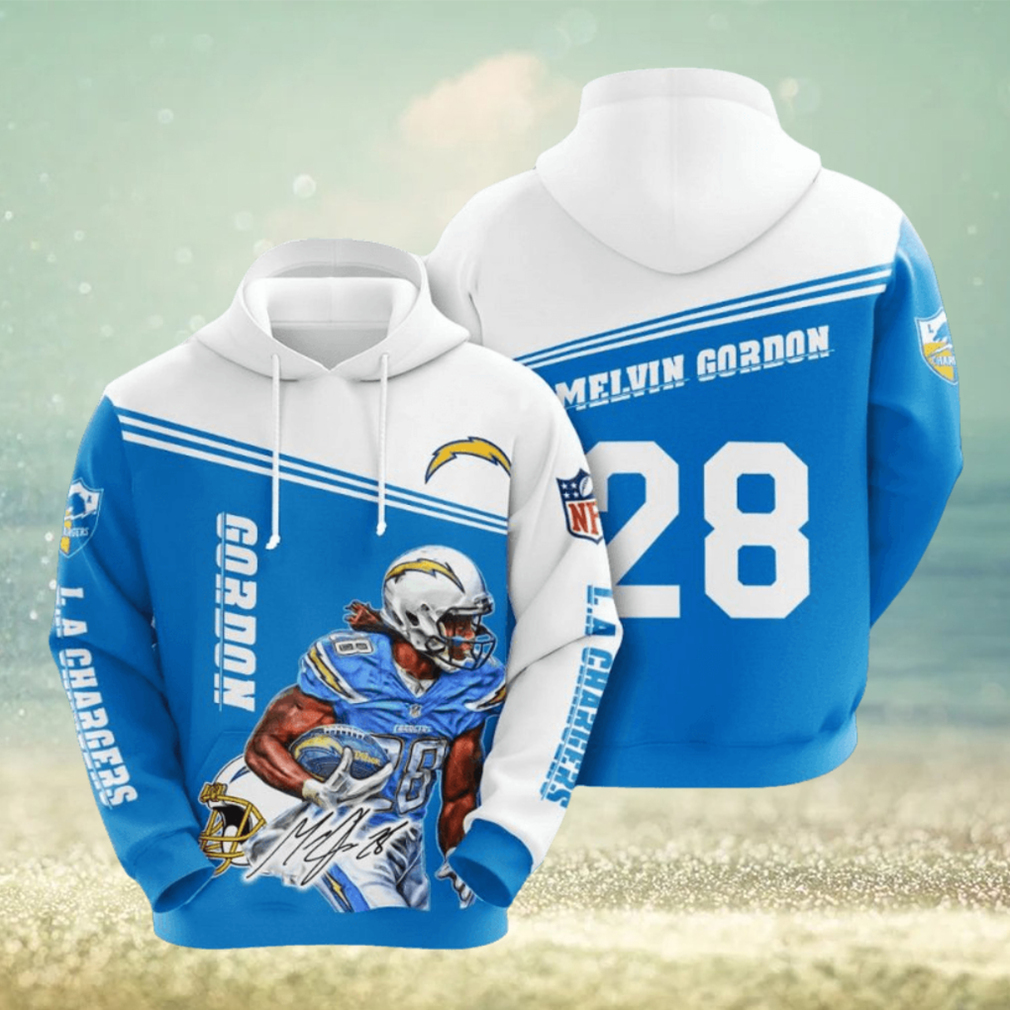 NFL Los Angeles Chargers Melvin Gordon Powder Blue White Pullover Hoodie NFL Los Angeles Chargers Melvin Gordon Powder Blue White Pullover Hoodie