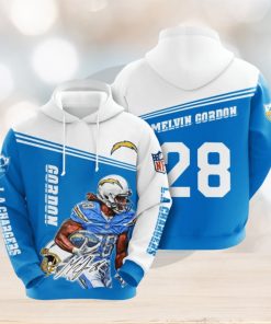 NFL Los Angeles Chargers Melvin Gordon Powder Blue White Pullover Hoodie