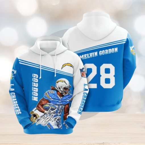 NFL Los Angeles Chargers Melvin Gordon Powder Blue White Pullover Hoodie