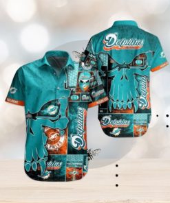 NFL Miami Dolphins Aqua Punisher Skull Hawaiian Shirt