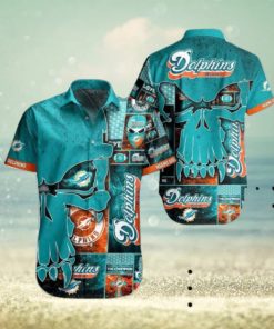 NFL Miami Dolphins Aqua Punisher Skull Hawaiian Shirt
