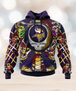 NFL Minnesota Vikings Mix Grateful Dead, Personalized Name & Number Specialized Concepts Kits 3D Hoodie