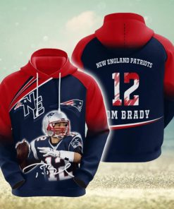 NFL New England Patriots Tom Brady Blue Red Pullover Hoodie Ver 1