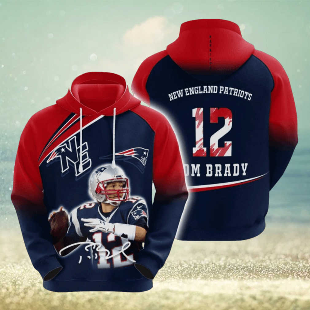 NFL New England Patriots Tom Brady Blue Red Pullover Hoodie Ver 1 NFL New England Patriots Tom Brady Blue Red Pullover Hoodie Ver 1