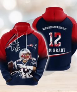 NFL New England Patriots Tom Brady Blue Red Pullover Hoodie Ver 1