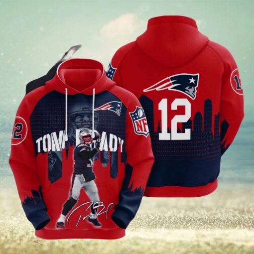 NFL New England Patriots Tom Brady Blue Red Pullover Hoodie Ver 2