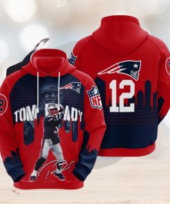 NFL New England Patriots Tom Brady Blue Red Pullover Hoodie Ver 2