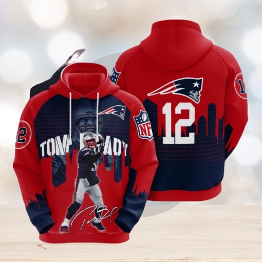 NFL New England Patriots Tom Brady Blue Red Pullover Hoodie Ver 2