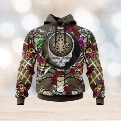 NFL New Orleans Saints Mix Grateful Dead, Personalized Name & Number Specialized Concepts Kits 3D Hoodie