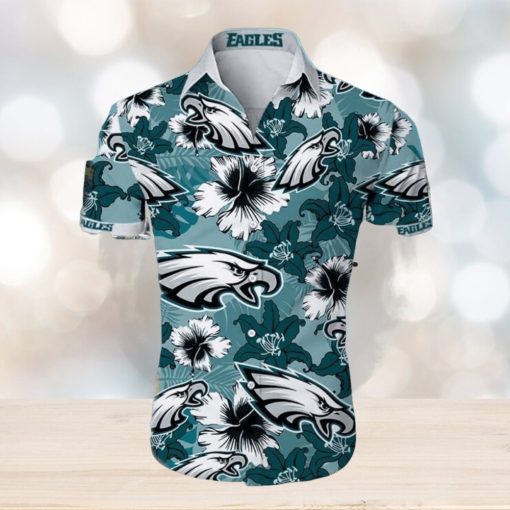 NFL Philadelphia Eagles Hawaiian Shirt Hibiscus Pattern Trendy Summer Gift