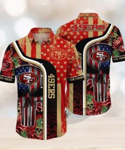 NFL San Francisco 49ers Hawaiian Shirt Skull US Flag, NFL Hawaiian Shirt