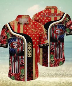 NFL San Francisco 49ers Hawaiian Shirt Skull US Flag, NFL Hawaiian Shirt