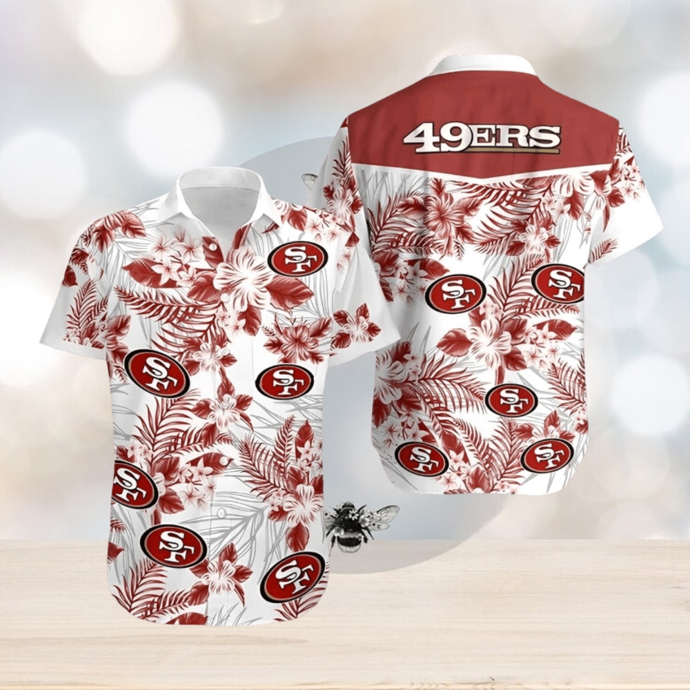 NFL San Francisco 49ers Hawaiian Shirt Tropical Flower Pattern Beach Gift For Dad NFL San Francisco 49ers Hawaiian Shirt Tropical Flower Pattern Beach Gift For Dad