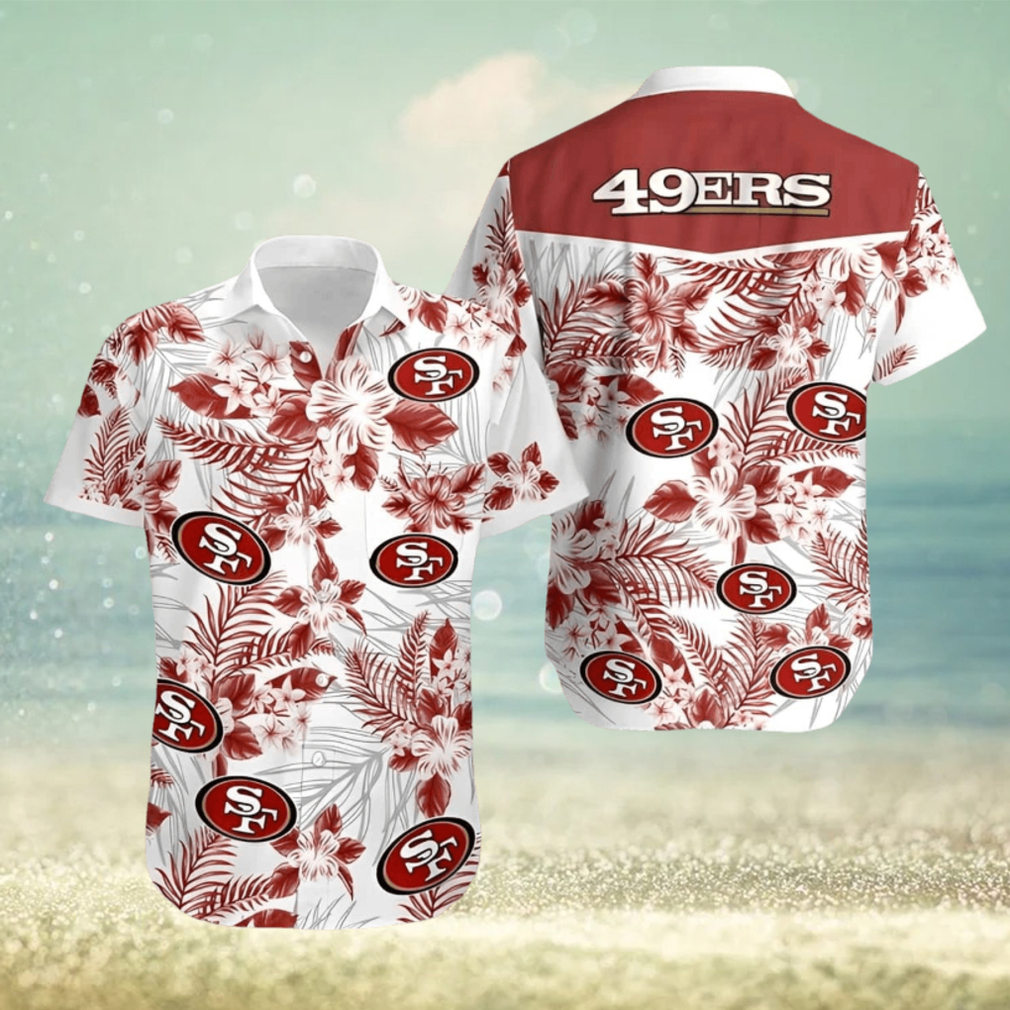 NFL San Francisco 49ers Hawaiian Shirt Tropical Flower Pattern Beach Gift For Dad NFL San Francisco 49ers Hawaiian Shirt Tropical Flower Pattern Beach Gift For Dad