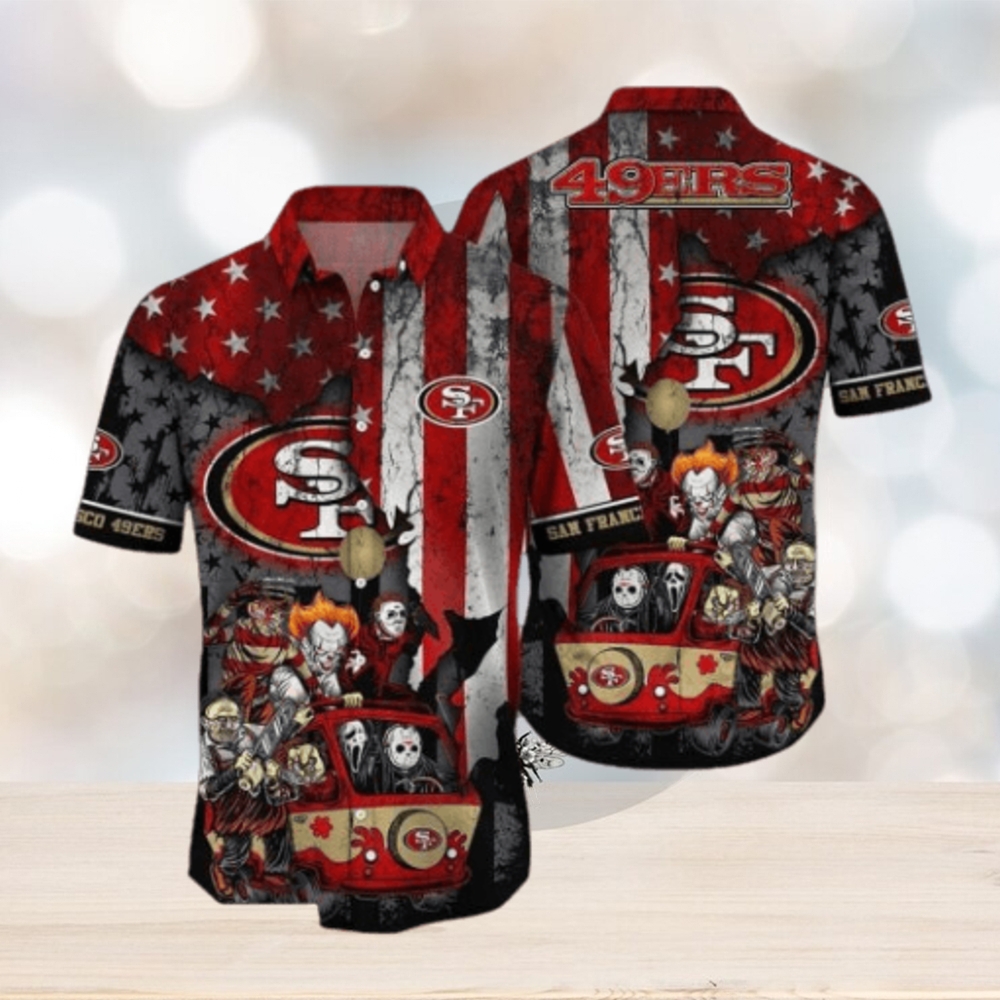 NFL San Francisco 49ers Jason Voorhees US Flag Hawaiian Shirt NFL San Francisco 49ers Jason Voorhees US Flag Hawaiian Shirt