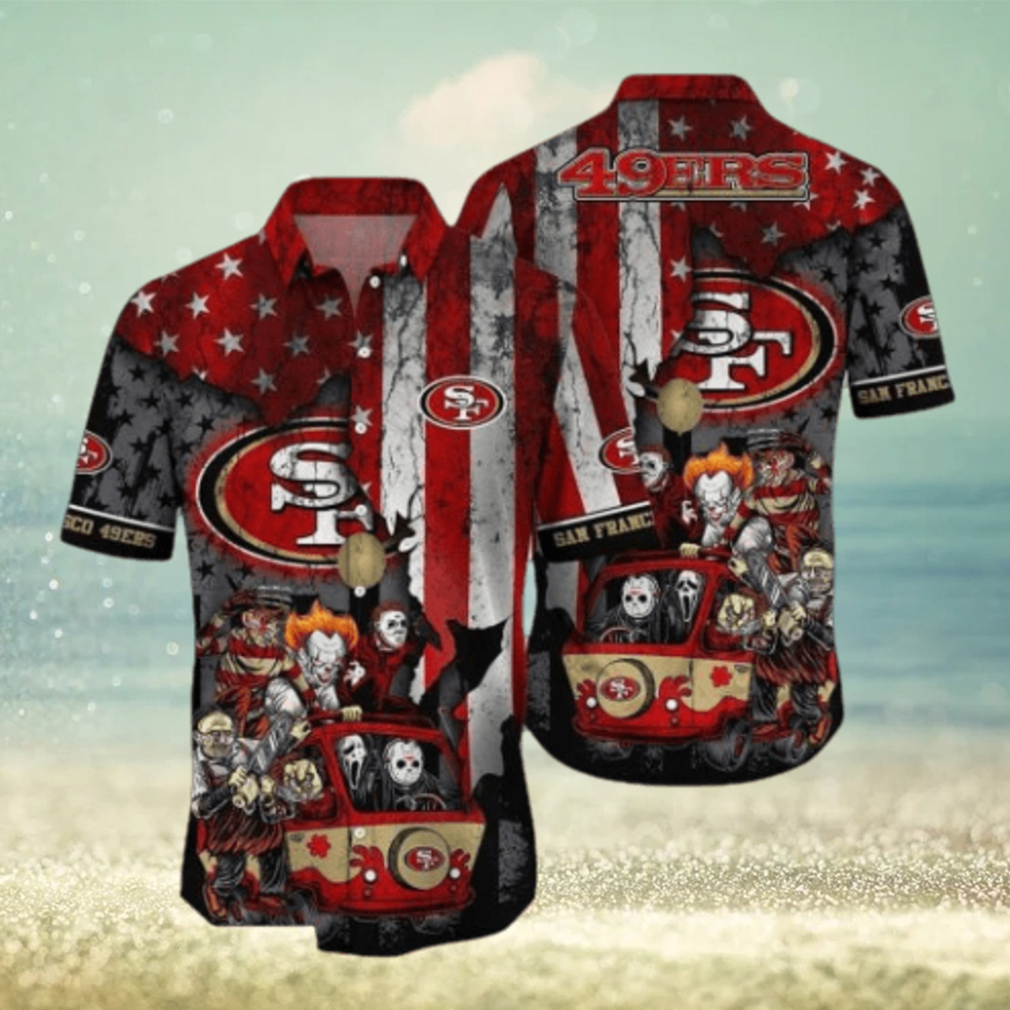 NFL San Francisco 49ers Jason Voorhees US Flag Hawaiian Shirt NFL San Francisco 49ers Jason Voorhees US Flag Hawaiian Shirt