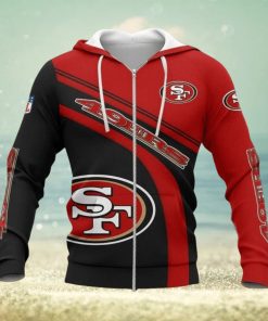 NFL San Francisco 49ers New Style Red Black Zip Up Hoodie