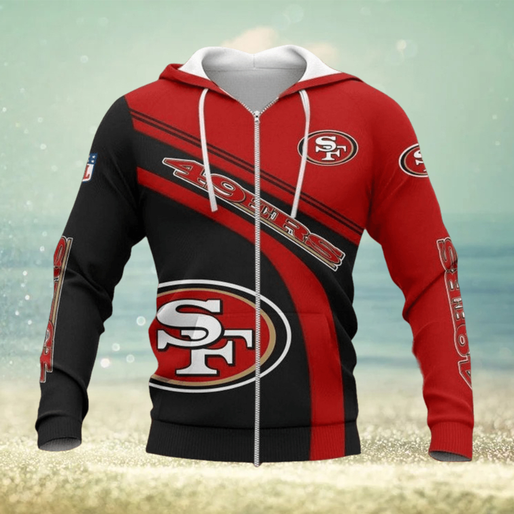 NFL San Francisco 49ers New Style Red Black Zip Up Hoodie NFL San Francisco 49ers New Style Red Black Zip Up Hoodie