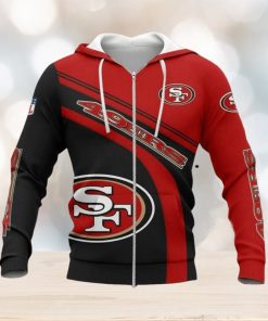 NFL San Francisco 49ers New Style Red Black Zip Up Hoodie