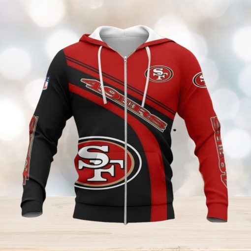 NFL San Francisco 49ers New Style Red Black Zip Up Hoodie