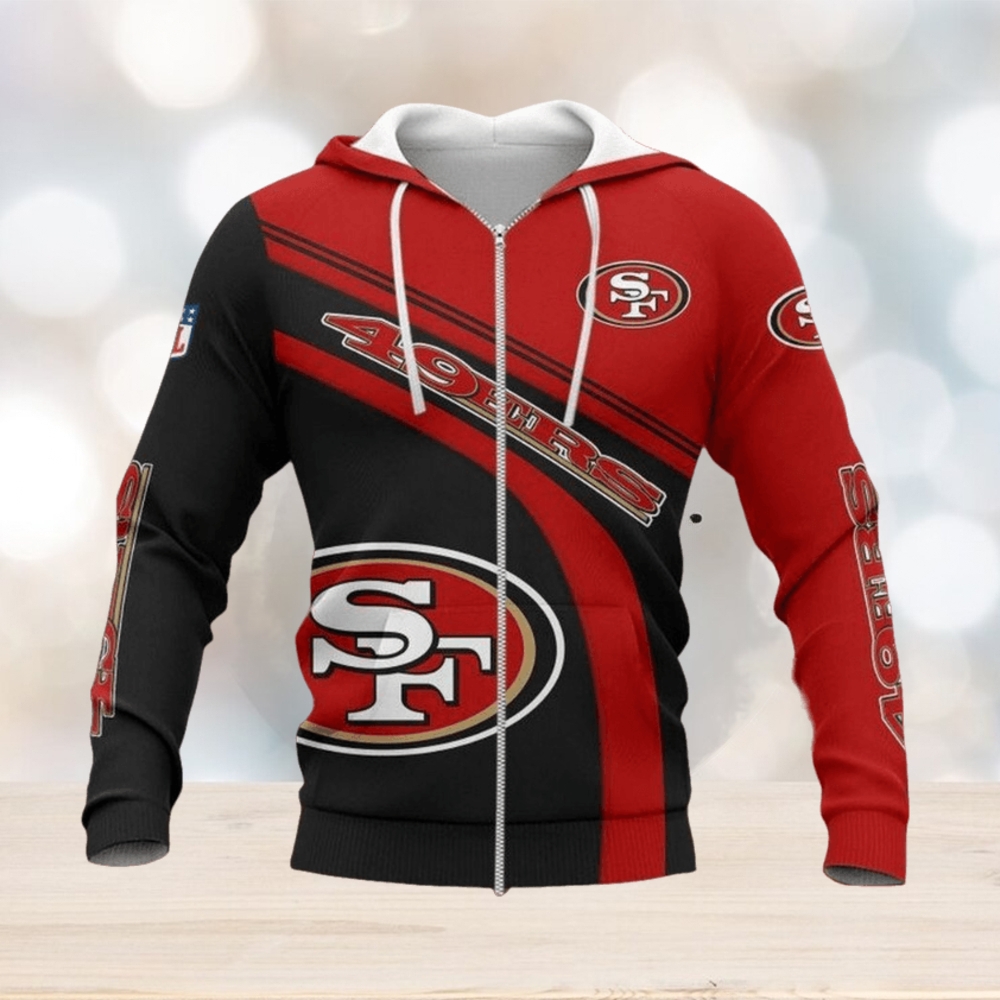 NFL San Francisco 49ers New Style Red Black Zip Up Hoodie NFL San Francisco 49ers New Style Red Black Zip Up Hoodie