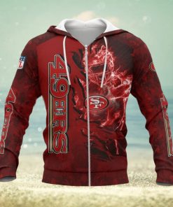 NFL San Francisco 49ers Red Scratch Fire Player Zip Up Hoodie