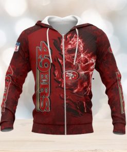 NFL San Francisco 49ers Red Scratch Fire Player Zip Up Hoodie