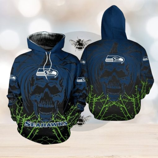 NFL Seattle Seahawks Halloween Skull Pumpkin Pullover Hoodie