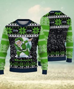 NFL Seattle Seahawks Santa Claus Ho Ho Ho Show Team Spirit Ugly Christmas Wool Knitted Swea